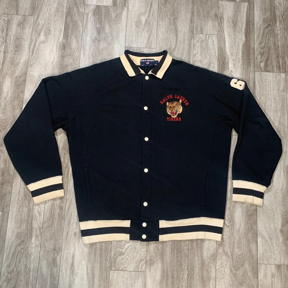 Ralph Lauren Tiger Pullover Mens Large Black Polo Jacket